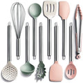 COOK WITH COLOR Silicone Cooking Utensils, Kitchen Utensil Set, Easy to Clean Silicone Kitchen Utensils, Cooking Utensils for Nonstick Cookware, Kitchen Gadgets Set, 10 Pieces, Mint by CookwithColor