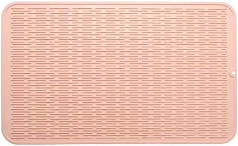 MicoYang Silicone Dish Drying Mat for Multiple Usage,Easy clean,Eco-friendly,Heat-resistant Silicone Mat for Kitchen Counter or Sink,Refrigerator or Drawer Liner Pink 3XL 28 inches x 18 inches by MicoYang