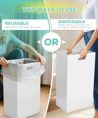 4 Pack 13 Gallon Disposable Trash Cans,13.5" L x 10.0" W x 21.7" H, White - Image 3