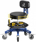 Robust Steel Rolling Shop Stool with Wheels, Mechanic Stool Seat by Johgee