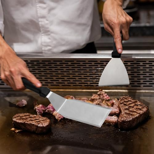 Heavy Duty Stainless Steel Spatula Set - Griddle Scraper & Press - Image 5