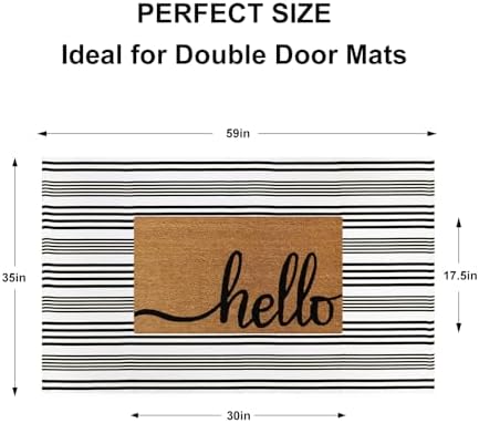 Fall Front Door Mat 3'x5', Cotton Woven Washable Striped Outdoor Rug - Image 2