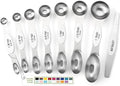 Spring Chef Stainless Steel 8 Magnetic Measuring Spoons for Kitchen, White by SpringChef