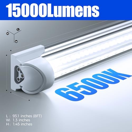 Barrina T8 LED Shop Lights 8FT, 100W 15000LM 6500K, High Output, 12 Packs - Image 2