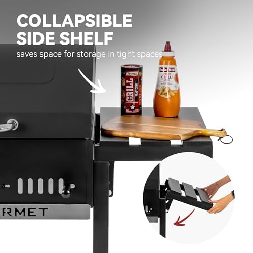 Royal Gourmet CD1824ET Movable Charcoal BBQ Grill with Foldable Side Tables - Image 4