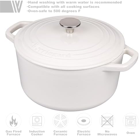 VORRINGARD Enameled Cast Iron Dutch Oven Pot with Lid, for Bread Baking, Round Bread Oven- include Sourdough Bread Baking Supplies Set, 6QT, White - Image 3