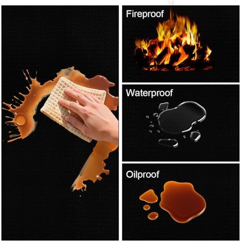 Under Grill Mat 36.6 x 39.3 Inch Fire Pit Mat Black Double-Sided Fireproof Grill Pad Square Fire Pit Mats for Decks Patios Grass BBQ Smoker - Image 3