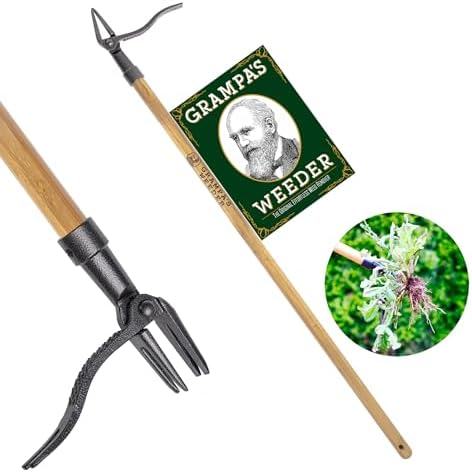 Grampa's Weeder Original Stand Up Weed Puller Tool with Bamboo Long Handle by GrampasWeeder