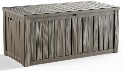 180 Gallon Resin Deck Box, Outdoor Storage Box, Waterproof UV Resistant Lockable，Weatherproof Organizer for Patio Furniture Cushions, Pool Accessories, Garden Tools, Indoor & Outdoor Use, Grey by ASKPASS