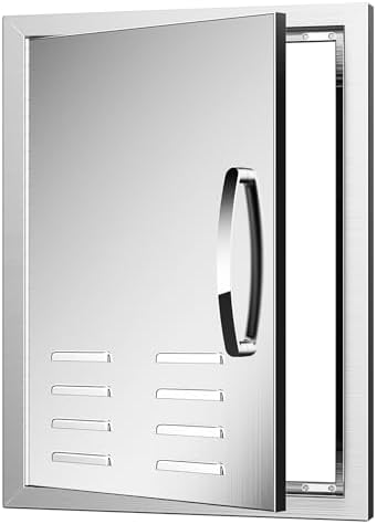 Outdoor Kitchen Doors with Vents - 20W x 27H Inch - 304 Stainless Steel BBQ Single Access Door with Detachable Handles for Outdoor Grill Cabinet,BBQ Island by MIGODA