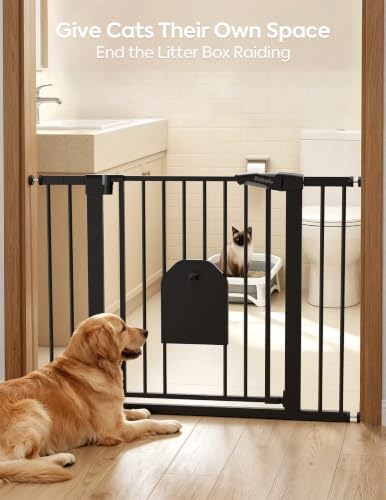 Babelio 36" Tall Dog Gate with Adjustable Cat Door, CatPrivilege I, 29-43" - Image 4