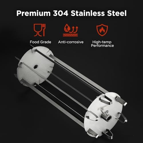 TURBRO Universal Grill Rotisserie Skewer Set, 304 Stainless Steel, Fits 1/2” or 3/8" Hexagon, 3/8" or 5/16" Square Spit Rods, Compatible with Most Grills, Perfect for Outdoor BBQ and Gatherings - Image 2