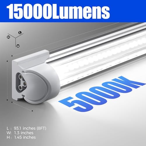 Barrina T8 LED Shop Lights 8FT, 100W 15000LM 5000K, High Output, 12 Packs - Image 2