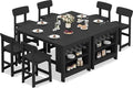 SERWALL 8-Piece Outdoor HDPE Counter-Height Bar Dining Set for 6, Black by SERWALL