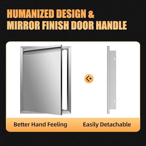 Outdoor Kitchen Doors 18W x 21H Inch Horizontal Handle Left Open Single BBQ Access Door, 304 Stainless Steel for Outdoor Kitchen Cabinet Grill Station or BBQ Island - Image 4