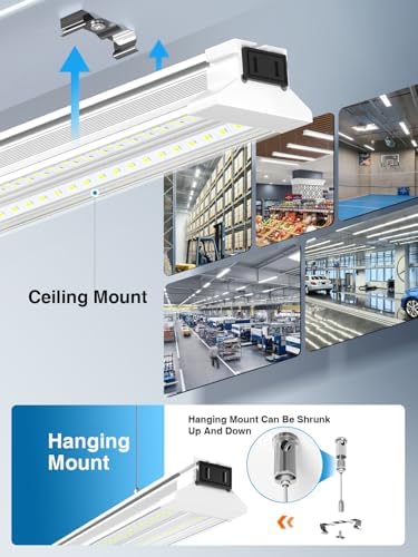 60W 4 Foot Led Shop Lights 2Pack Linkable Ceiling Or Hanging Mount for Shop - Image 6