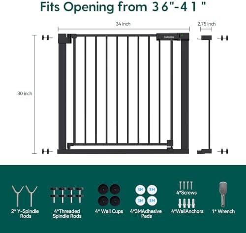 Babelio Baby Gate for Stairs No Drilling, PressGuard, 36-41 in Dog Gate - Image 6