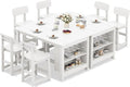 SERWALL 8-Piece Outdoor HDPE Counter-Height Bar Dining Set, White by SERWALL