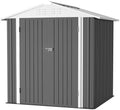 JUMMICO Metal Outdoor Storage Shed 6 x 4 FT Metal Shed with Lockable Door,Waterproof Garden Tool Shed Storage House for Backyard Patio Lawn,Grey by JUMMICO