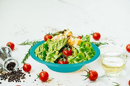 DecorRack 24 Turquoise Plastic Bowls, 7 in Disposable 12 oz Bowl - Image 4