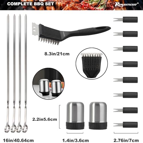 ROMANTICIST 20pcs Heavy Duty BBQ Grill Tool Set in Case - The Very Best Grill Gift for Father's Day and Christmas - Professional BBQ Accessories Set for Outdoor Cooking Camping Grilling Smoking, Black - Image 3