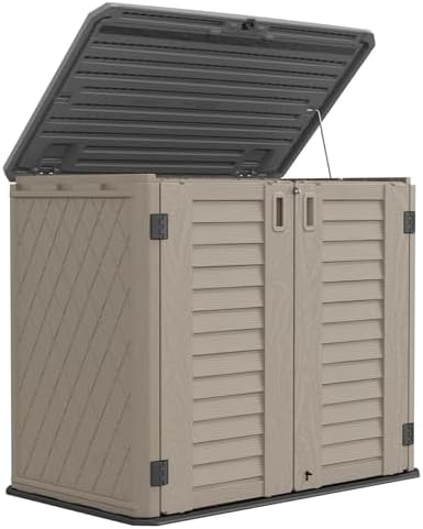 HOMSPARK Outdoor Storage shed, 26 Cu.ft Outdoor Storage Box Waterproof, Outdoor Storage Cabinet for Bike, Garbage Cans, Lawnmower, Garden Accessories, Waterproof, Lockable by HOMSPARK