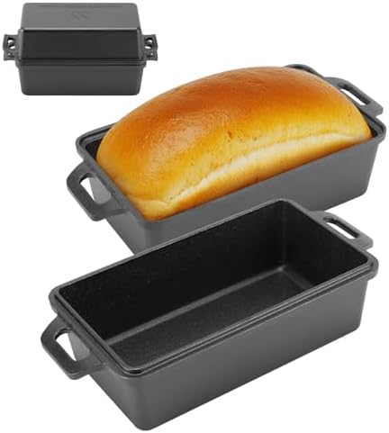 Northriver Casting 9×5 Inch Cast Iron Loaf Pan with Lid | Bread Baking Pan | Even Heat Distribution for Homemade Bread, Cake, and Meatloaf | 2 Piece Set by NorthriverCasting