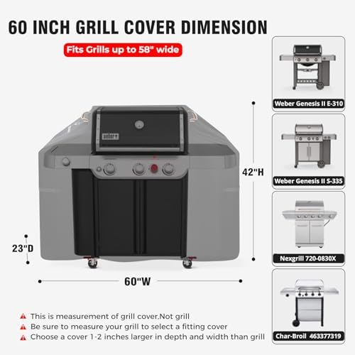 60" Grill Cover for Weber Char-Broil Nexgrill,1000D Heavy Duty BBQ Cover - Image 2