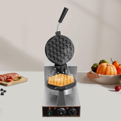 Commercial Bubble Waffle Maker, 1300W Electric Honeycomb-Shaped Waffle Machine, Stainless Steel Waffle Iron Baker with Non-Stick Coating, 180° Rotating, 122-572℉ Temperature Adjustable, 30 Egg Cones - Image 6