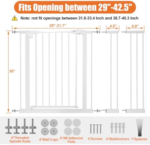 keny 29"-42.5" Baby Gate for Stairs, Auto Close Safety Dog Gate - Image 6