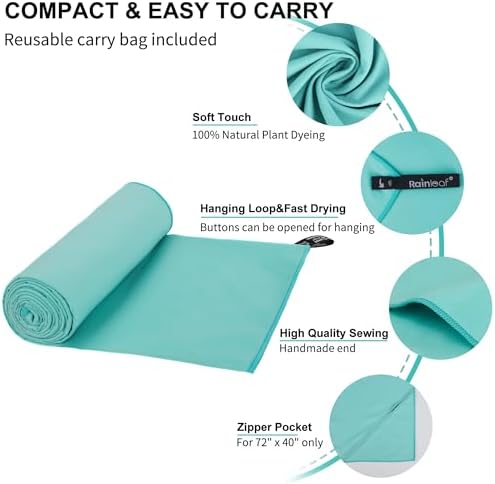 Rainleaf Microfiber Towel Quick Dry Camping & Travel & Gym Towel. Compact - Image 3