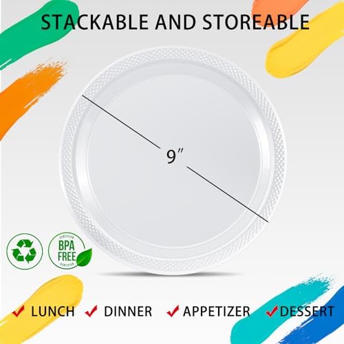 WELLIFE 9 Inch Clear Plastic Plates 50 Count - Image 3