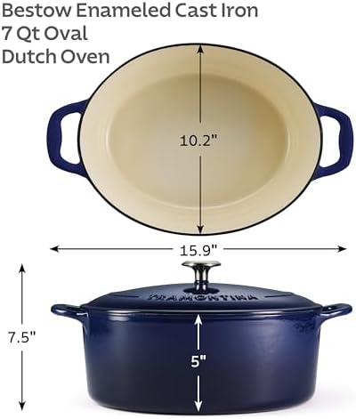 Tramontina Bestow Enameled Cast Iron 7-Qt Oval Dutch Oven Pot with Lid - Image 3