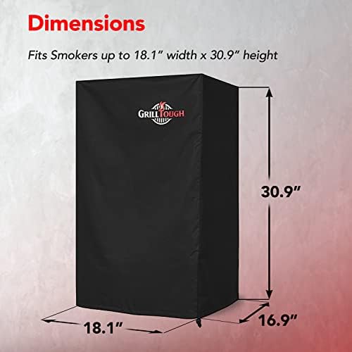 GrillTough Heavy Duty Smoker Cover, Adjustable Straps, 30 Inch Black - Image 5