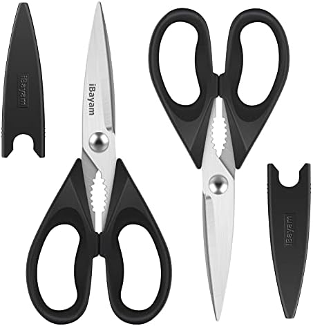 iBayam Black Kitchen Scissors - Heavy Duty Meat & Poultry Shears by iBayamDirect