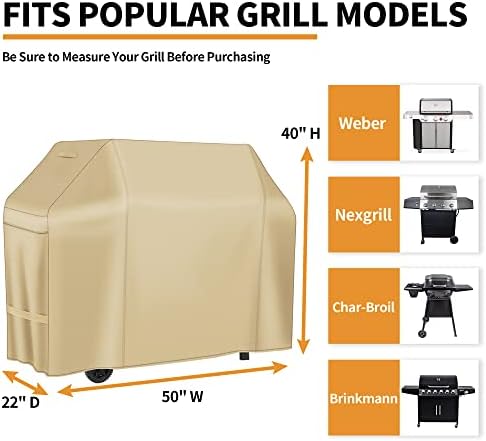 NEXCOVER 50 Inch Waterproof Grill Cover, Outdoor Heavy Duty 600D BBQ Cover, Fade & Weather Resistant Upgraded Material, Barbecue Cover for Weber, Brinkmann, Char Broil, Holland. - Image 2