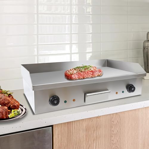 Commercial Electric Griddle With Temperature Control, 300w Stainless Steel Countertop Outdoor Flat Top Grills 28.62X15.75in with Oil Collecting Box for Crispy Bacon, Grilled Cheese, Fajitas - Image 7
