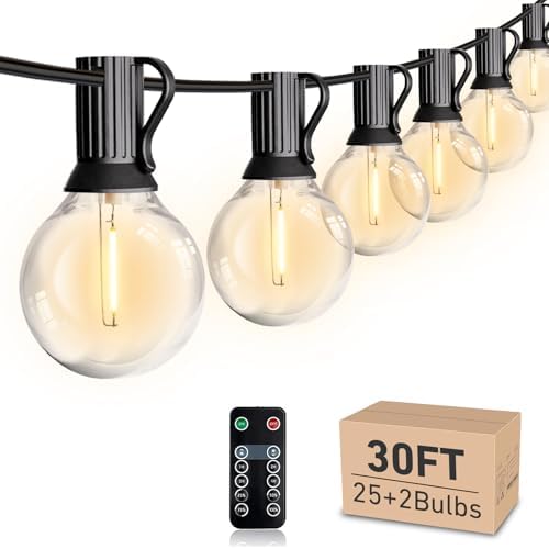 HISTAR LED 30FT Outdoor String Lights with Remote 27 dimmable Globe Bulbs by HistarDirect