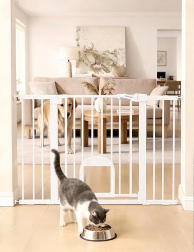 Babelio Extra Wide Dog Gate with Cat Door, CatPrivilege III, 29-48" by BABELIO