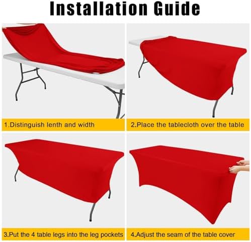 Smiry 2 Pack Spandex Table Cloth 5FT, Elastic Fitted Red Tablecloth - Image 6