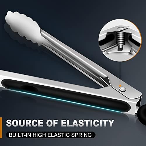 Eddeas Kitchen Tongs - 9" and 12" Tongs for cooking, Heat Resistant 600 Degrees Stainless Steel Metal Tong and Non-Slip Handle - Perfect for Cooking, Salad and BBQ, Set of 2 - Image 4