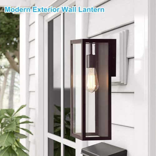 2-Pack Outdoor Wall Lanterns, 16” Exterior Waterproof Outdoor Light, Brown - Image 6