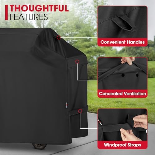 Unicook Heavy Duty Waterproof Grill Cover 70 in, Large, UV Resistant, Black - Image 6