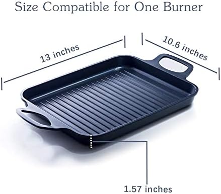S·KITCHN Nonstick Grill Pan, Induction Stove Top Grill Plate, Glass Grilling Pan for Indoor, Gas Range Grill Panel/Skillet - Image 5