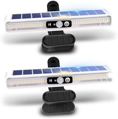 Clip On Solar Lights Outdoor with PIR Motion Sensor (White ,2 Pack ,3000K) by SunlightEncounter