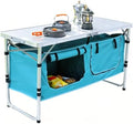 JOUYEK Camping Table, Folding Kitchen Table with Storage Sky Blue by JOUYEK