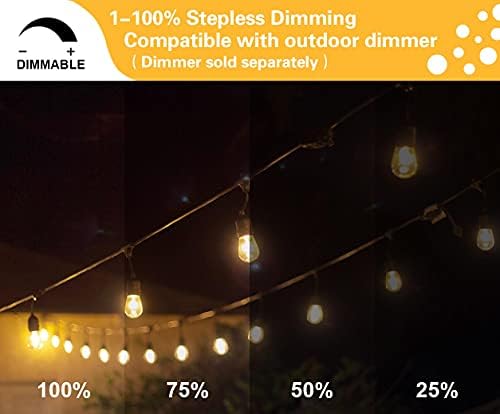 SUNTHIN Outdoor String Lights, 48FT Commercial Grade String Light with 15 11W Dimmable Edison Vintage Bulbs, Hanging for Outside, Patio, Garden, Backyard, Porch, Deck, Pergola, Party - Image 3