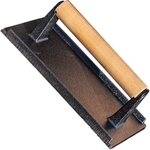 Pro Grade, Pre Seasoned Cast Iron Grill Weight 1Pk. Heavy Duty Steak and Burger Press with Wooden Handle for Grills, Griddles and Flattops. Perfect Gadget for Bacon, Paninis, Sandwiches and Vegetables by FoodRestaurantSupplies