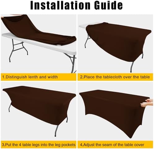 Smiry 2 Pack Spandex Table Cloth 8FT, Elastic Fitted Coffee Tablecloth - Image 5