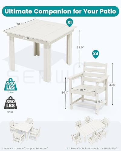 SERWALL HDPE Outdoor Square Dining Set for 4 - Image 2
